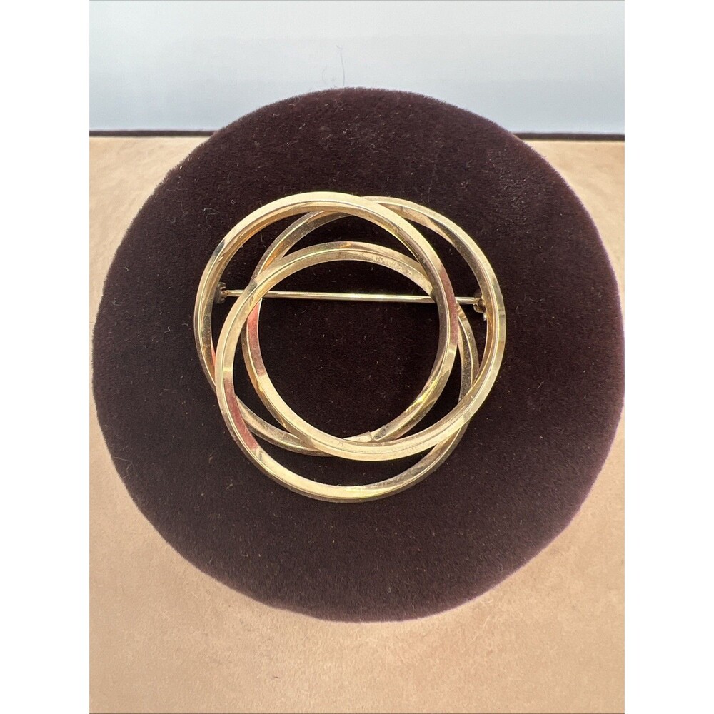 Van Dell Vintage 1/20 12k GF Intertwined Infinity Rings Brooch Pin sparkle